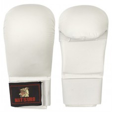 Karate gloves Matsuru with velcro closure, synthetic leather, S white