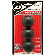 Squash ball Dunlop PROGRESS red-improvers +6% +20% Official ball of PSA World Tour 3-blister