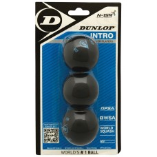 Squash ball Dunlop INTRO blue-beginners +12% +40% Official ball of PSA World Tour 3-blister